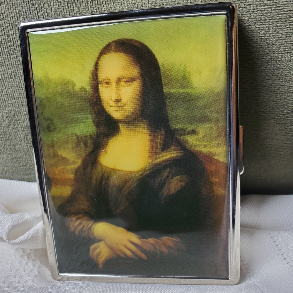 NWOT Mona Lisa Art Cardholder Cash Wallet Money Clip Stash ID Reciepts Etc Metal